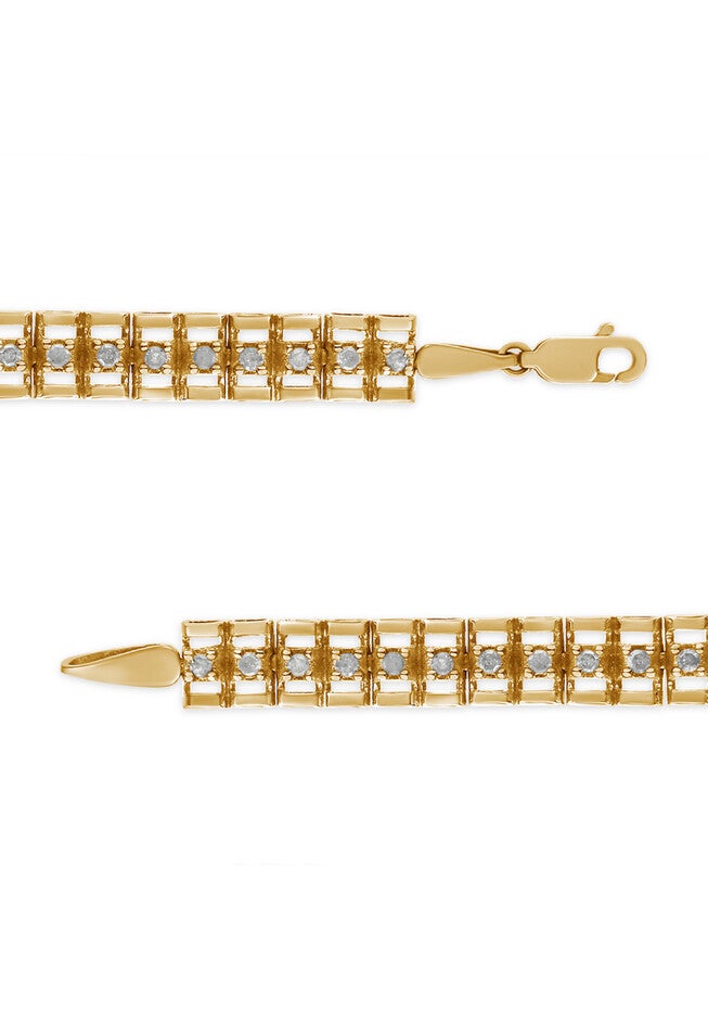 Yellow Gold Plated Sterling Silver 2.0 Cttw Diamond Doublelink Tennis Bracelet, , alternate image number null