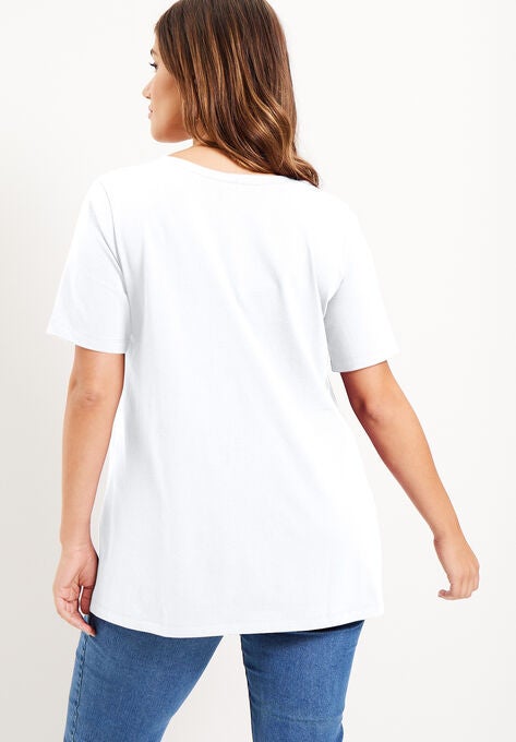 Short-Sleeve V-Neck One + Only Tunic, , on-hover image number null
