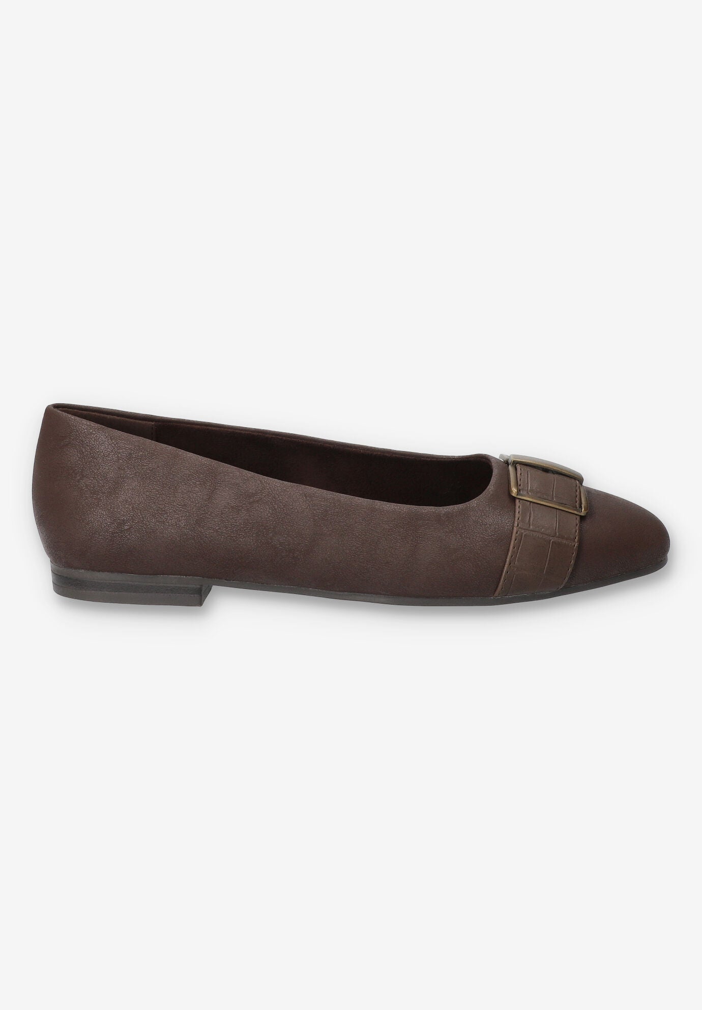 Keely Square Toe Flat, BROWN MATTE CROCO, alternate image number 2