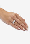 Platinum over Silver Emerald Cut Cubic Zirconia Step Top Engagement Ring (3 1/10 cttw TDW), , alternate image number null