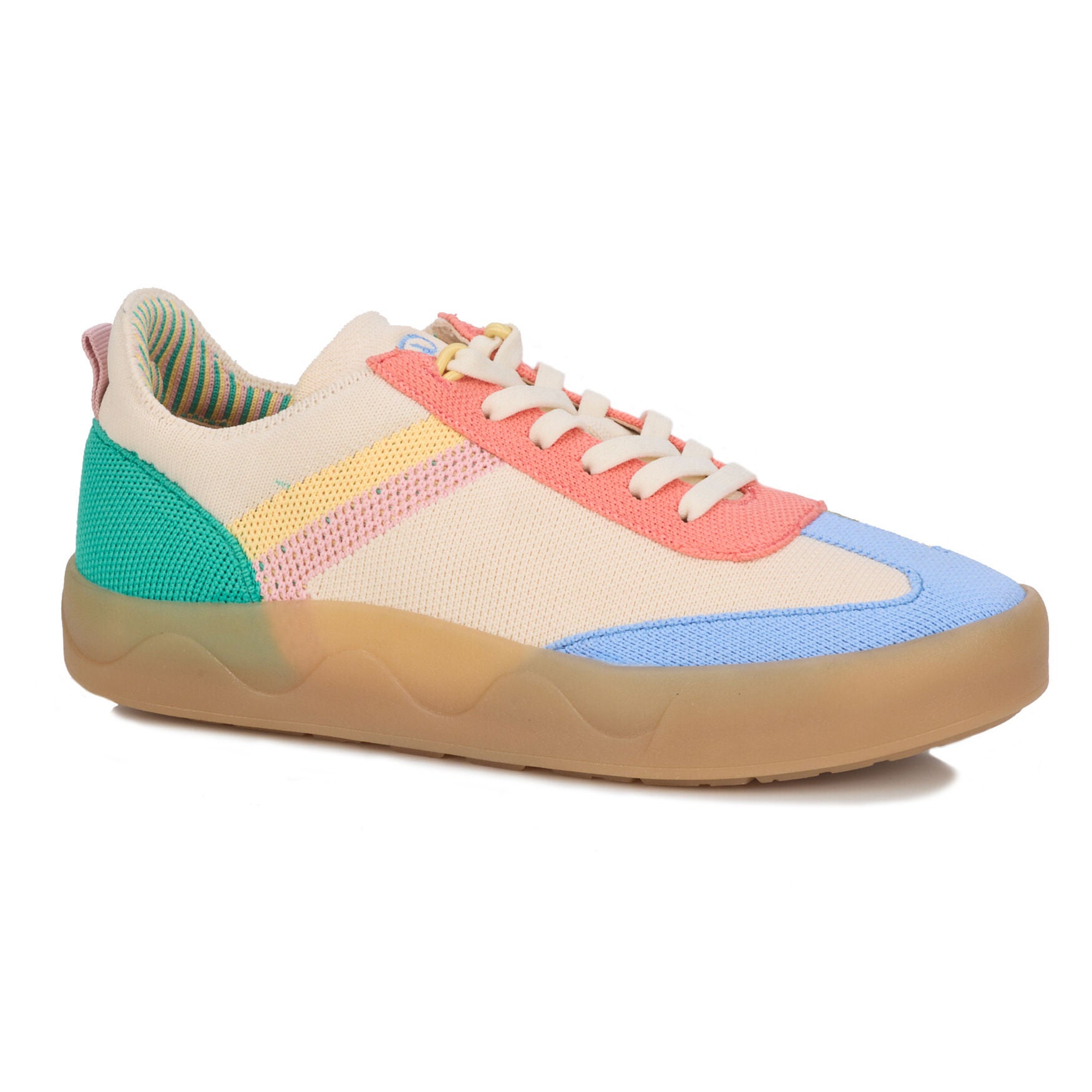 Stella Stretch Knit Sneaker, BEIGE PINK BLUE, hi-res image number 0