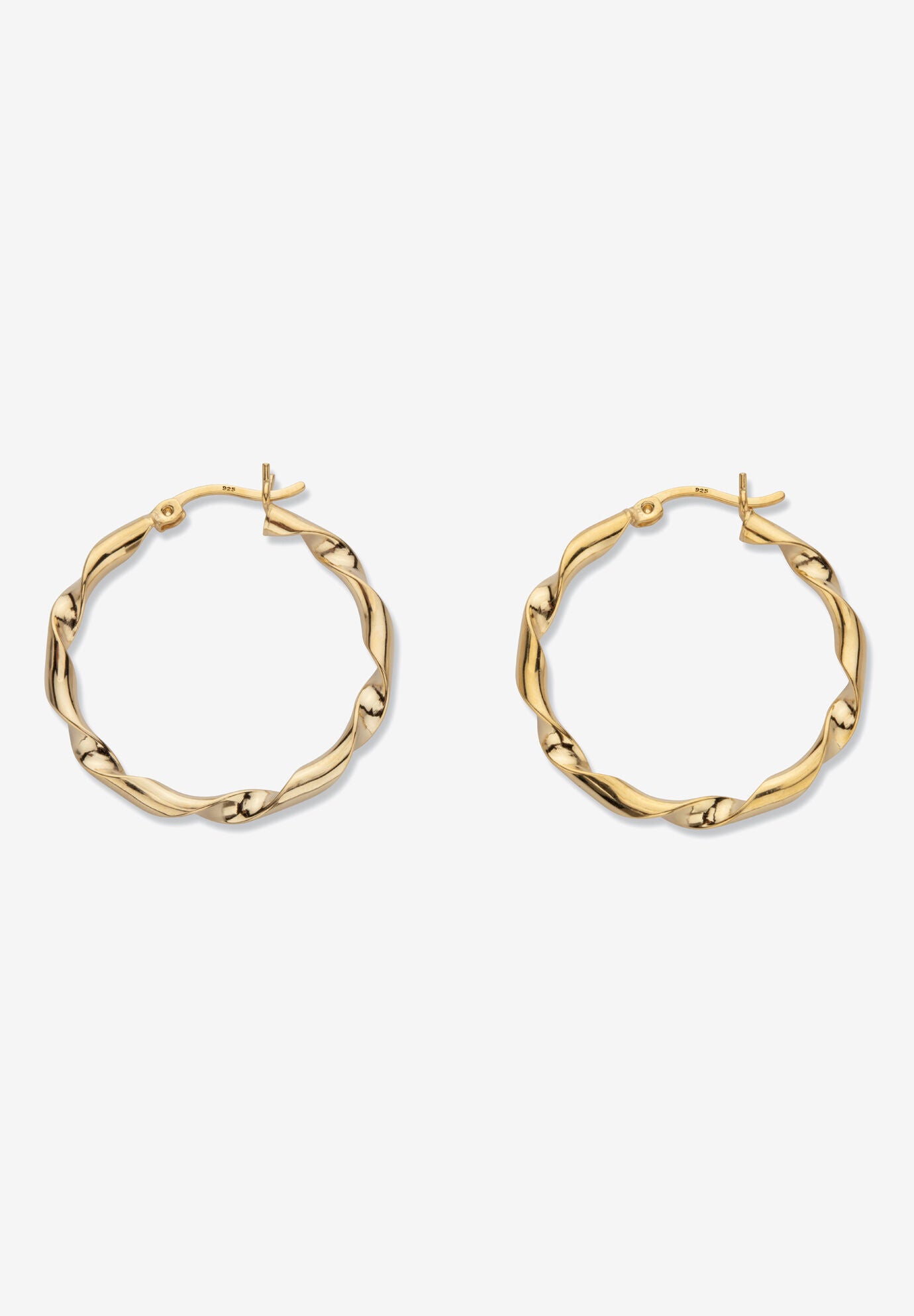 Yellow Gold Plated Sterling Silver Twisted Hoop Earrings (30Mm) Jewelry, , on-hover image number 1