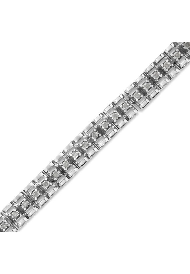Sterling Silver 1.0 Cttw Diamond Double Link Tennis Bracelet, , alternate image number null