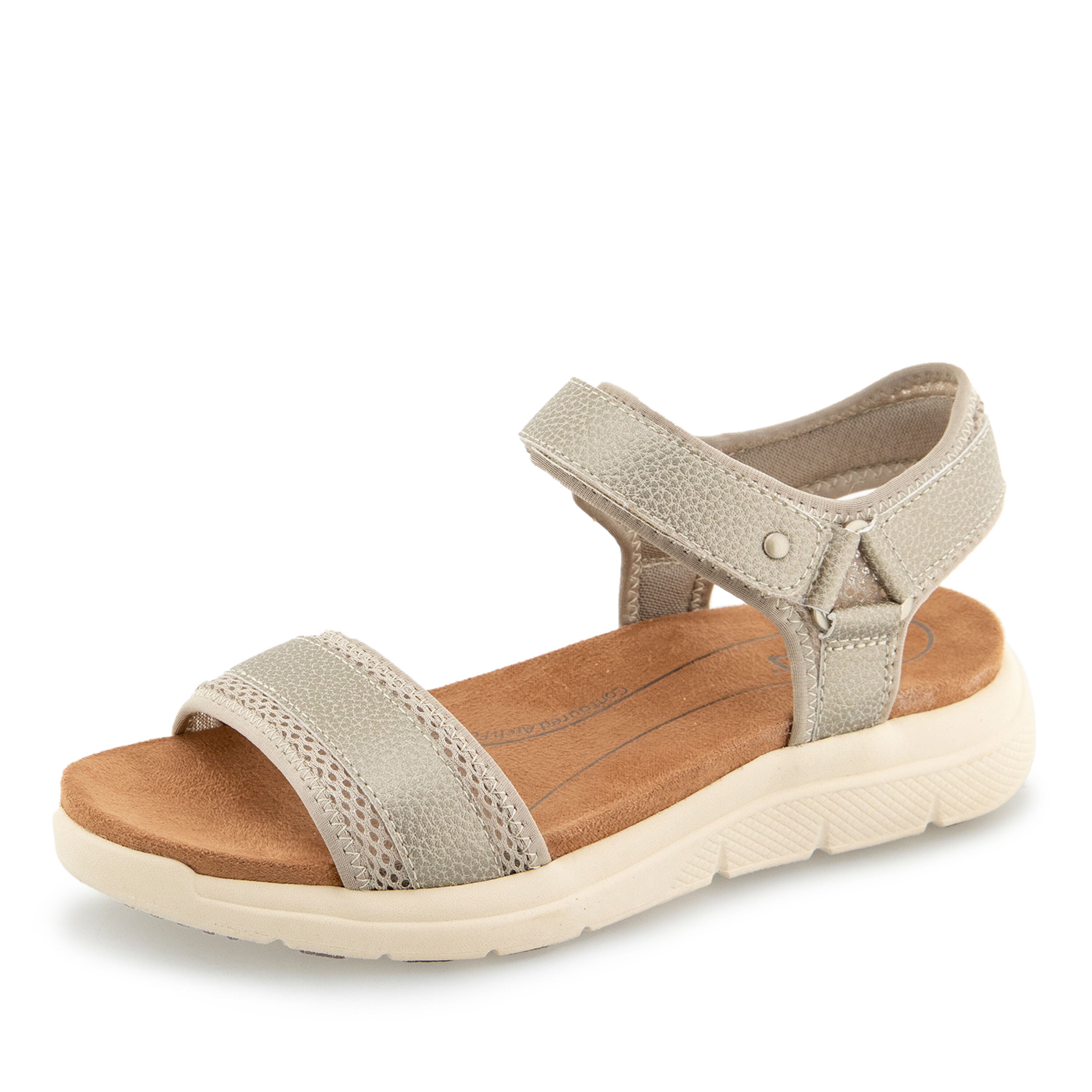 Ellewood Hook and Loop Flat Sandal, CHAMPAGNE, alternate image number 6