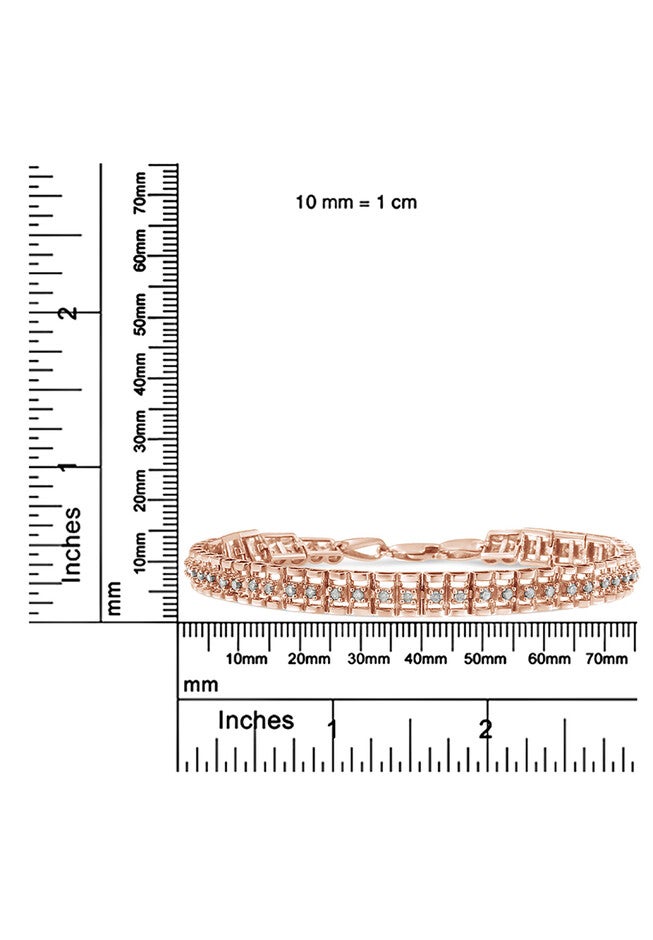 Rose Gold Plated Sterling Silver 2.0 Cttw Diamond Doublelink Tennis Bracelet, , alternate image number null