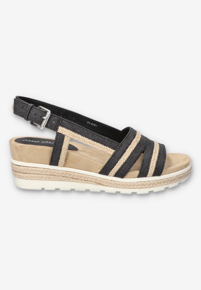 Mel Wedge Sandal, WASHED BLACK, alternate image number 2