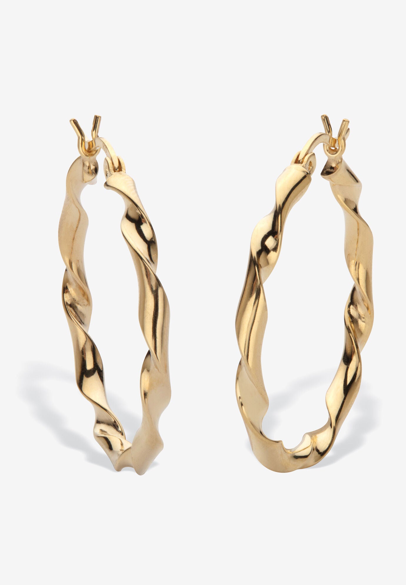 Yellow Gold Plated Sterling Silver Twisted Hoop Earrings (30Mm) Jewelry, GOLD, hi-res image number 0