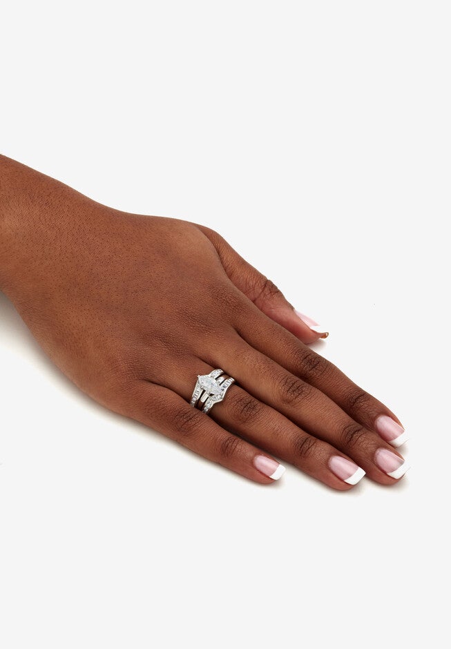 3.57 Cttw. Cubic Zirconia 2 Piece Bridal Ring Set In .925 Sterling Silver, , alternate image number null