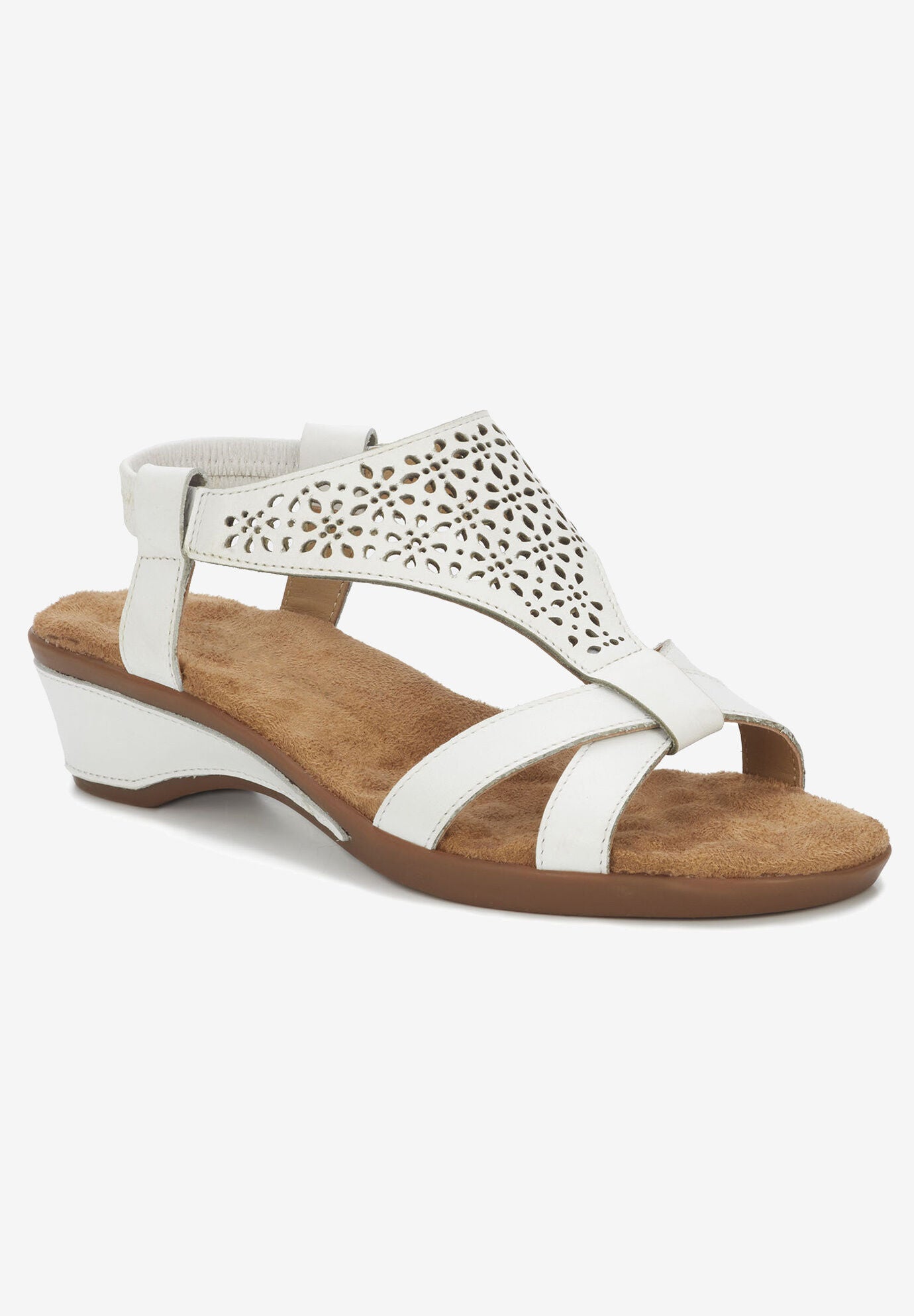 Kitsy Wedge Sandal, WHITE LEATHER, hi-res image number 0