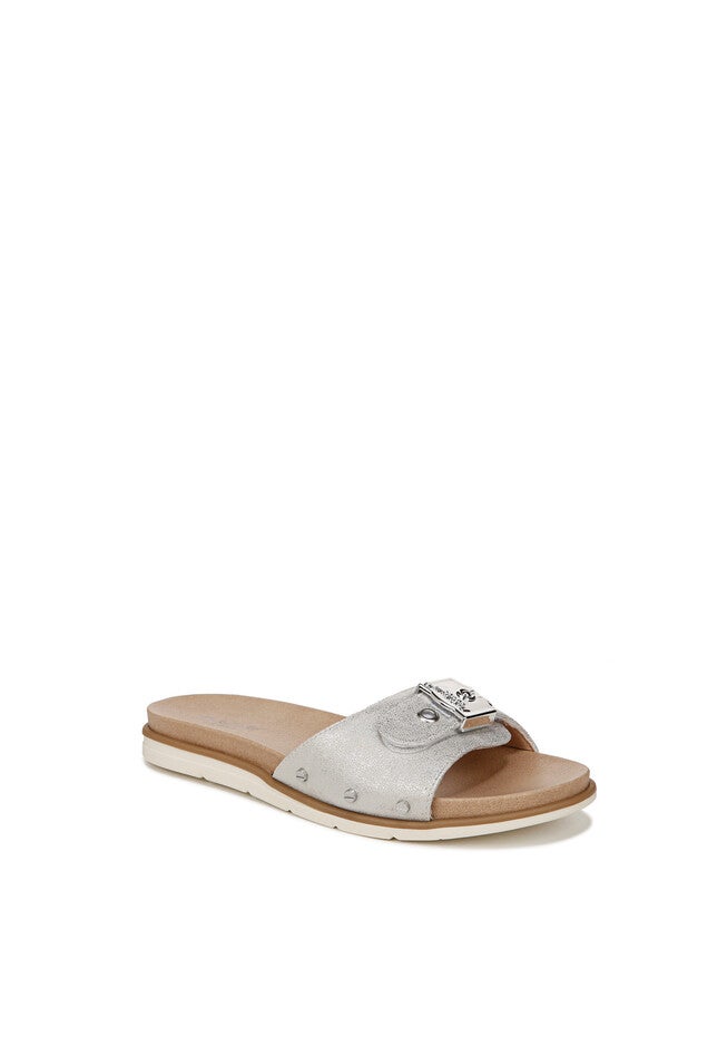 Nice Iconic Slide Sandal, SILVER FAUX LEATHER, hi-res image number 0