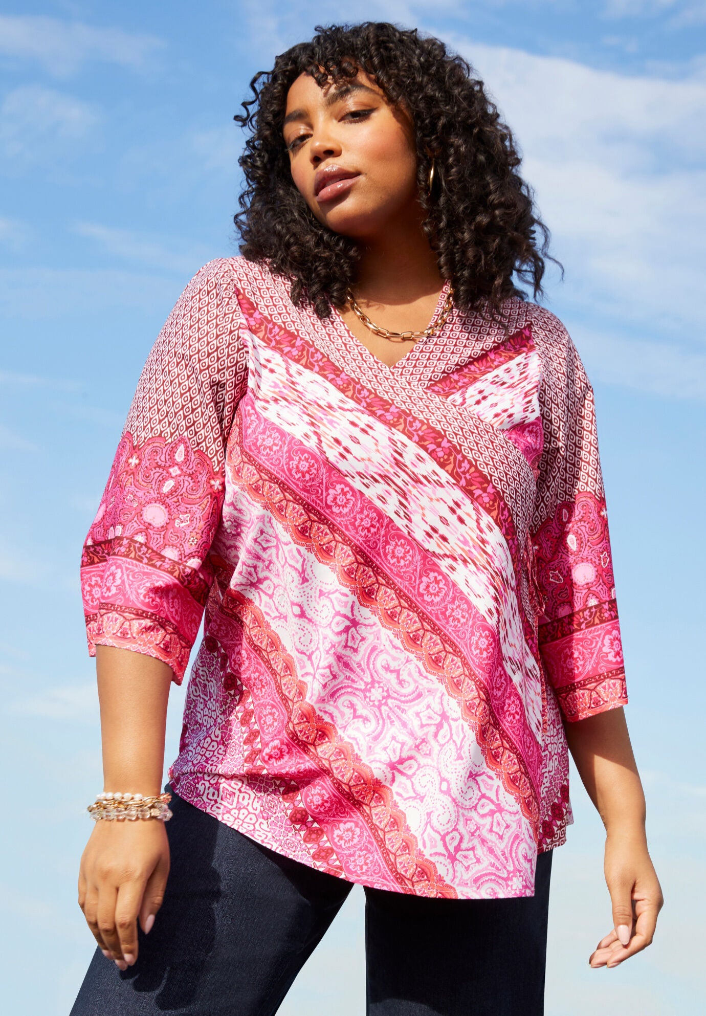 FauxWrap Kimono Top for Summer Vacations, 4448493 Ellos