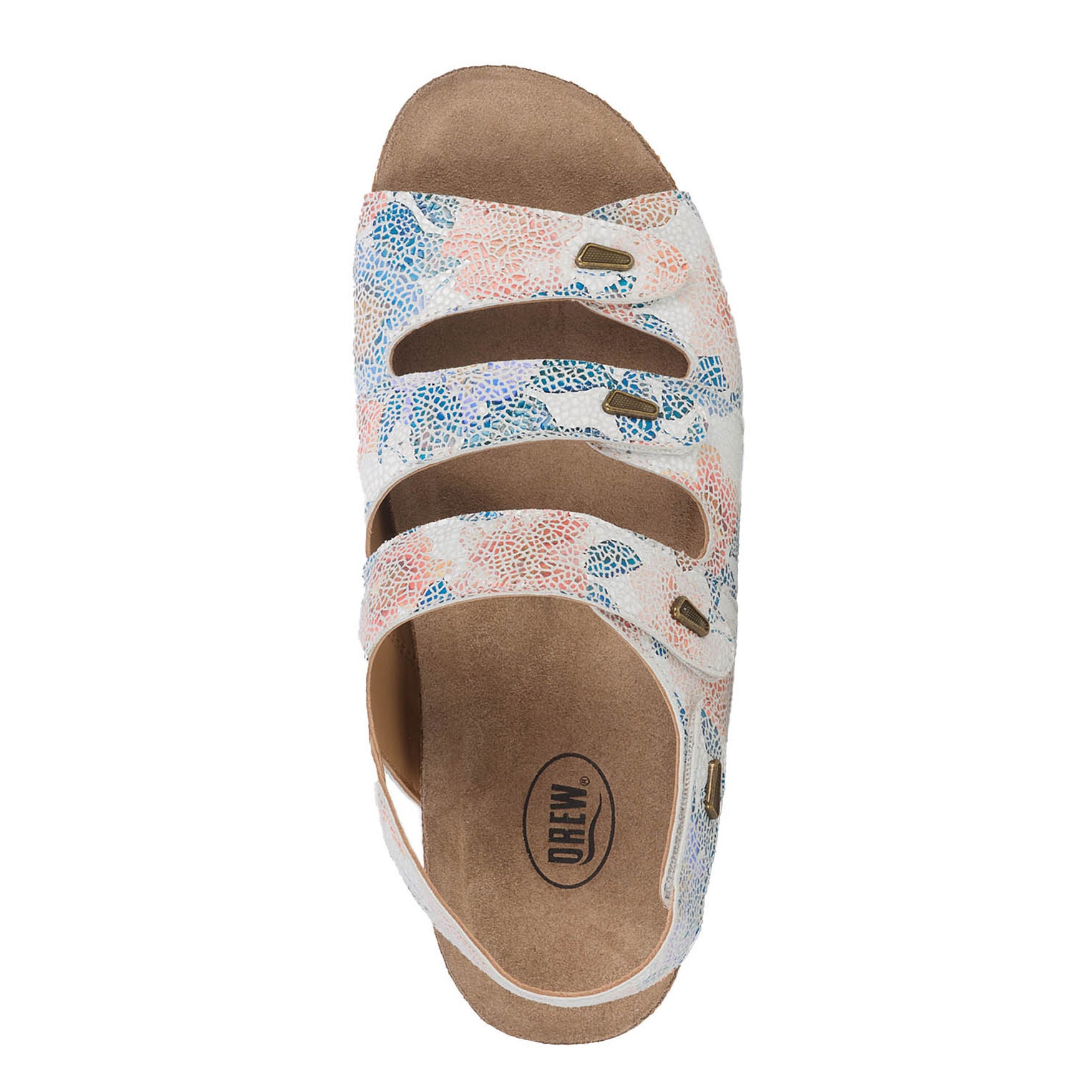 Margo Three Strap Sandal, WHITE BLUE CORAL, alternate image number 6