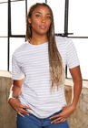 Short-Sleeve Crewneck One + Only Tee, HEATHER WHITE STRIPES, hi-res image number null