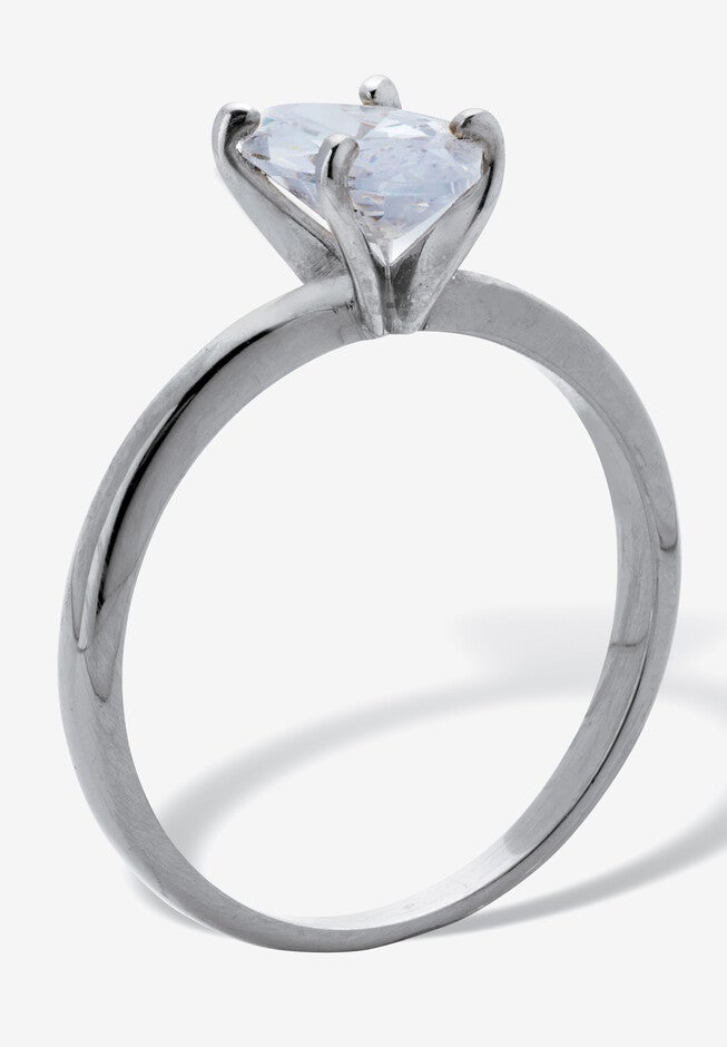 2.0 Tcw Marquise Cubic Zirconia Silvertone Solitaire Engagement Ring, , on-hover image number null