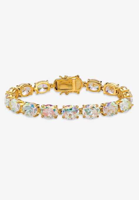 Aurora Borealis Gold-Plated Tennis Bracelet, 7.5", CUBIC ZIRCONIA, hi-res image number null