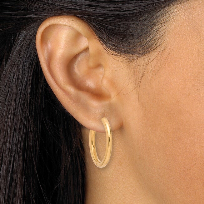 3-Pair Gold Ion-Plated Stainless Steel Hoops, 5/8 inches, 7/10 inches and 1 inches, YELLOW, alternate image number null