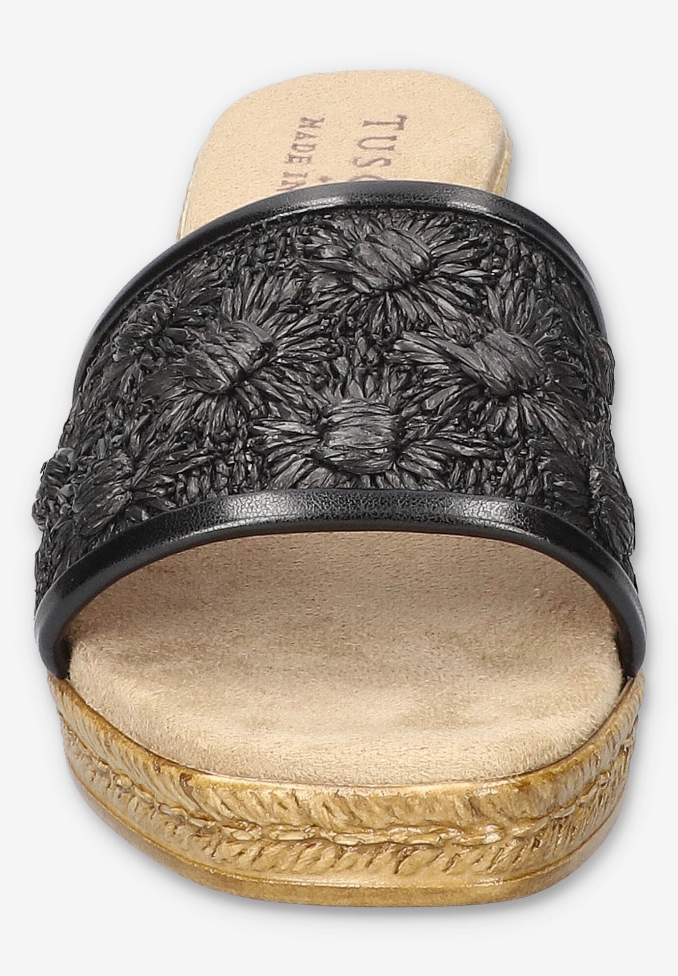 Ricci Wedge Sandal, BLACK RAFFIA FLOWER, alternate image number 2