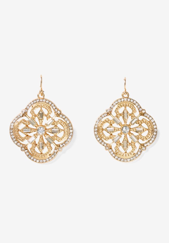 Rhinestone Dangle Earrings, , alternate image number null