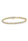 Two Toneyellow Gold Over Sterling Silver Diamond Scurve Link Miracleset Tennis Bracelet 8", YELLOW GOLD SILVER, hi-res image number null