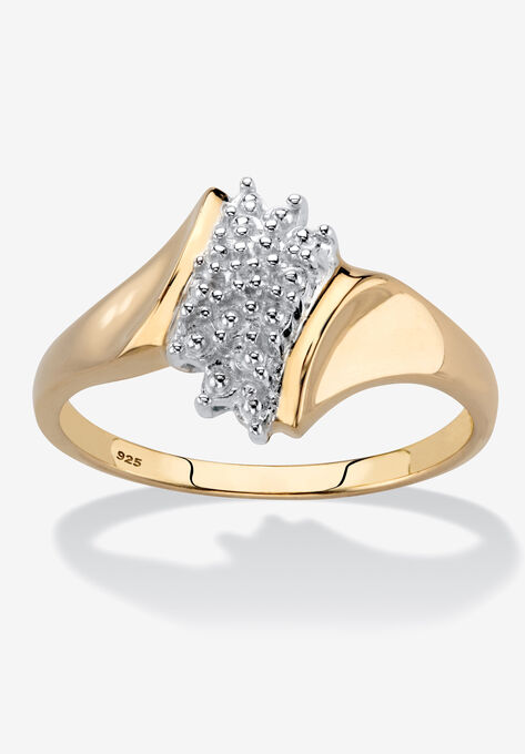 Gold & Sterling Silver Diamond Cluster Ring, GOLD, hi-res image number null