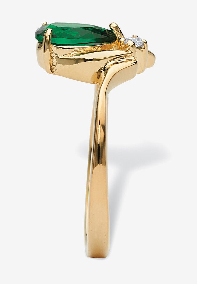 Yellow Gold Plated Simulated Birthstone And Round Crystal Ring Jewelry, , on-hover image number 1