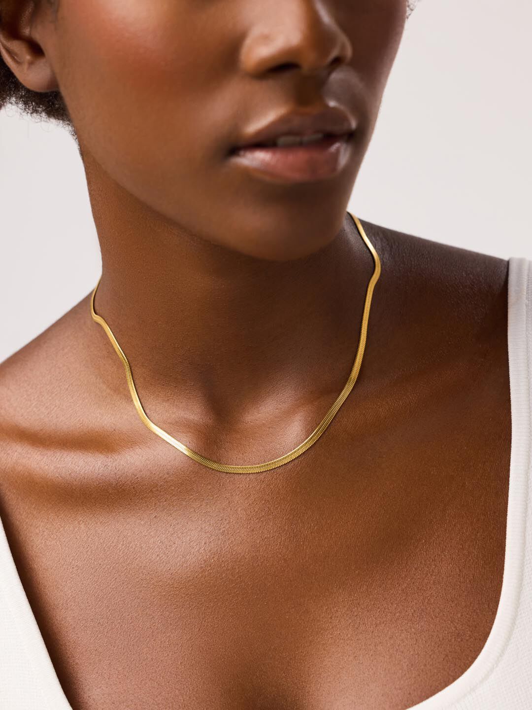 Ina Herringbone Chain Necklace, GOLD, alternate image number 3