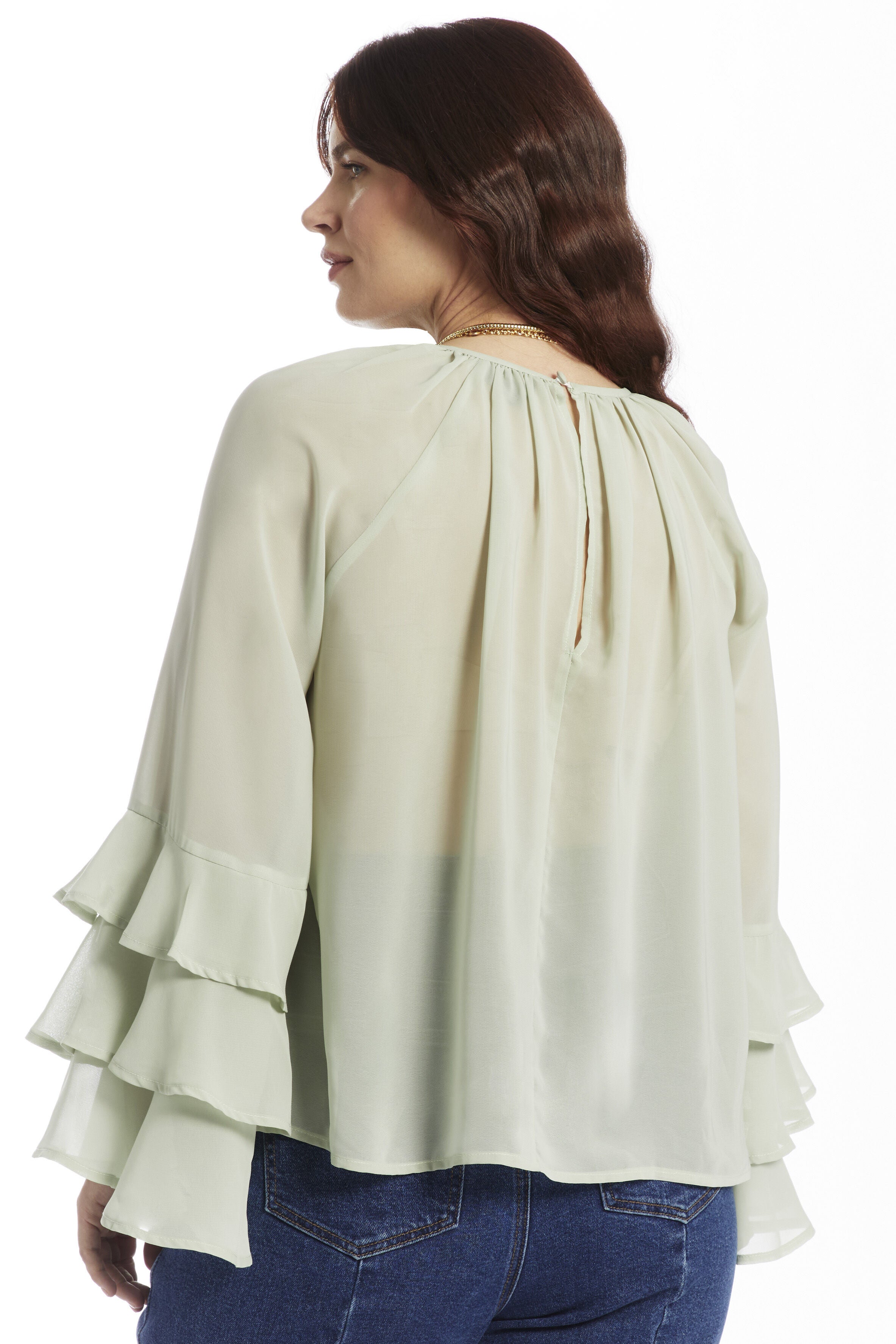 Ruffled Chiffon Blouse, MERCURY, alternate image number 2