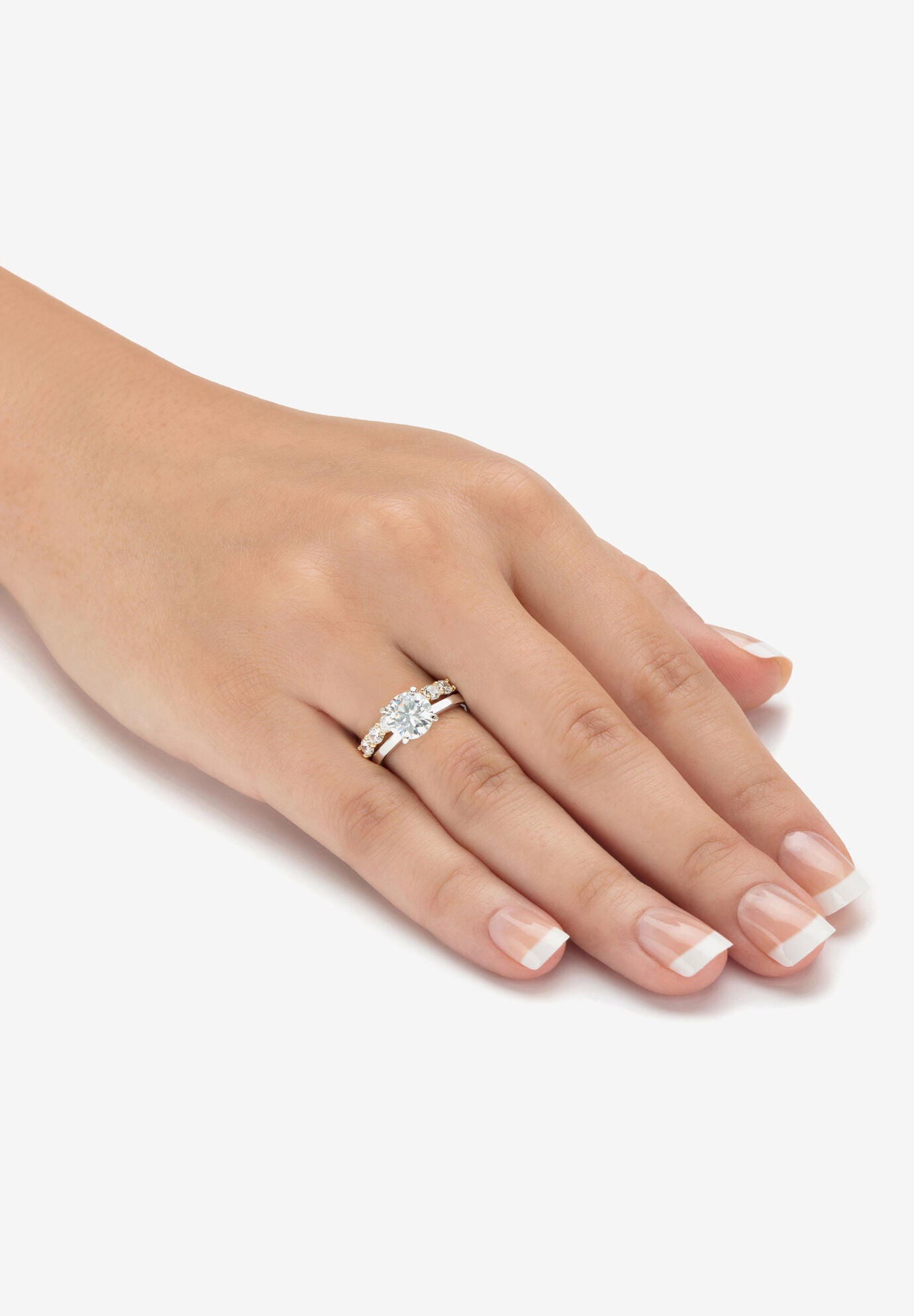 2.70 Cttw. Cubic Zirconia Platinum Over Silver 2-Pc. Solitaire Bridal Ring Set, , alternate image number 2