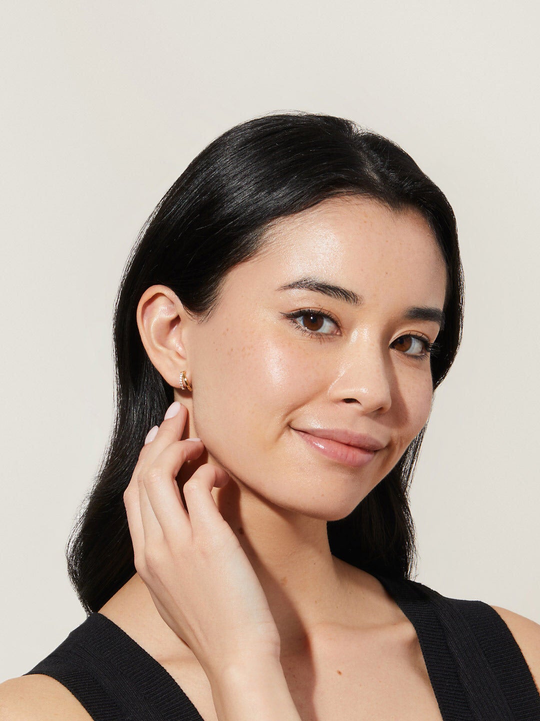 Toda Mini Double Hoop Earrings, GOLD, alternate image number 2