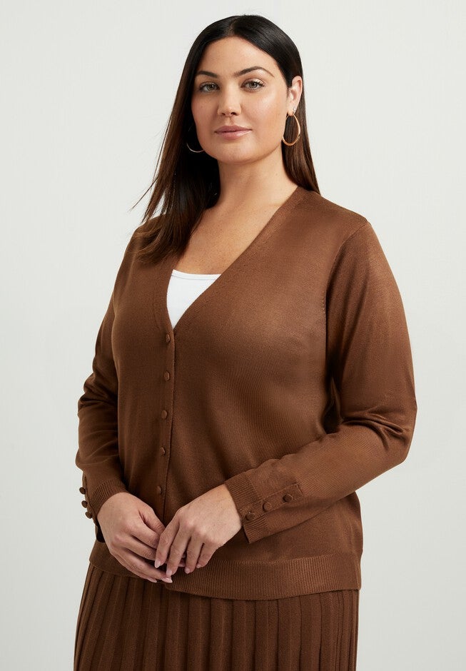 Button-Sleeve Cardigan, , alternate image number null