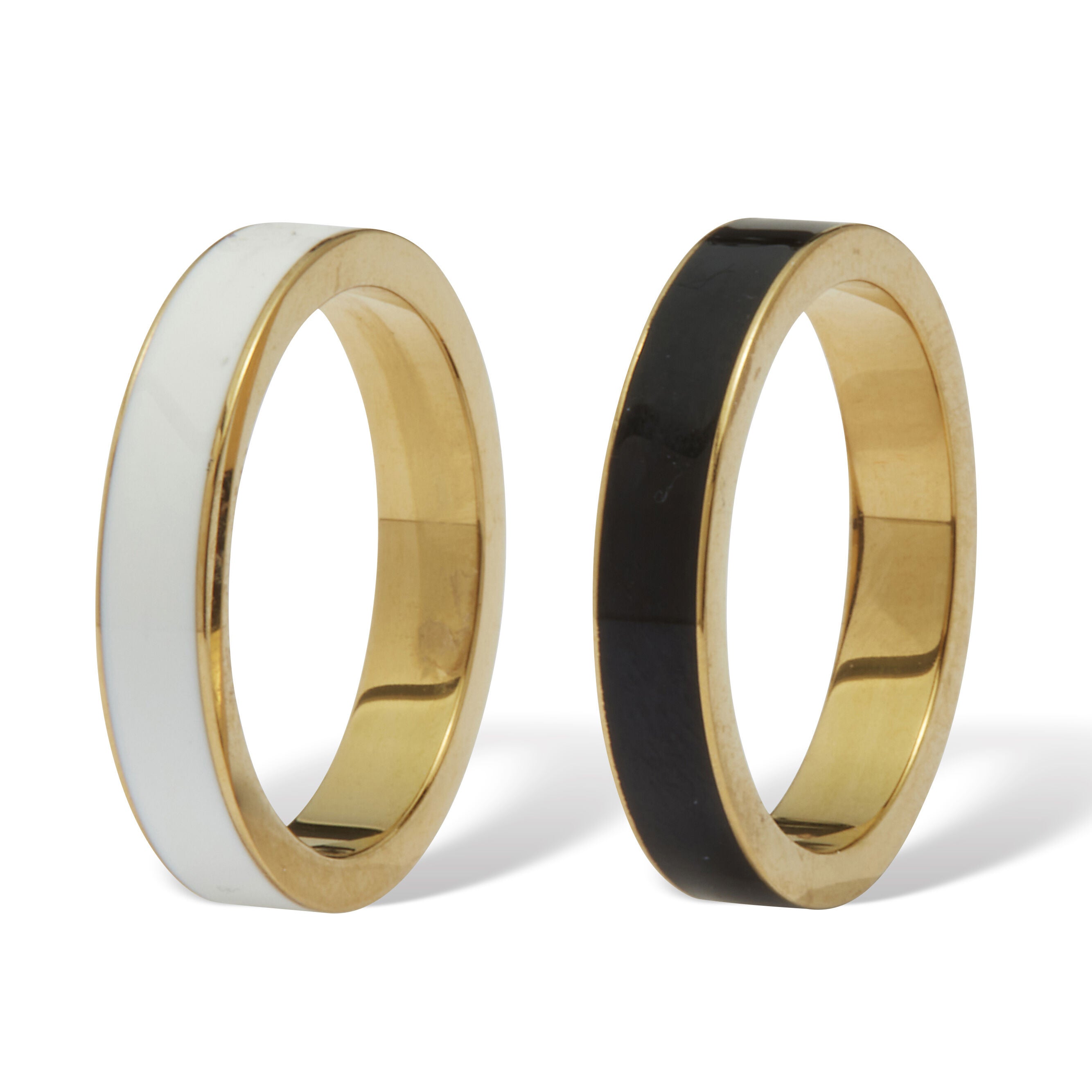 2-Piece Yellow Gold Ion-Plated Stainless Steel Enamel Bands, YELLOW, on-hover image number 1