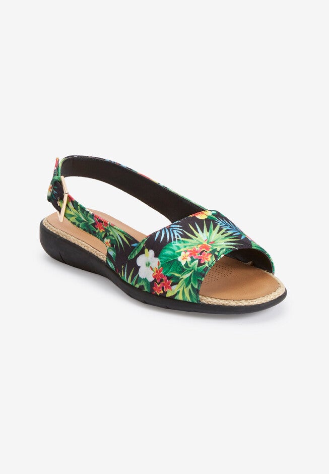 The Adele Sling Sandal, BLACK FLORAL, hi-res image number null