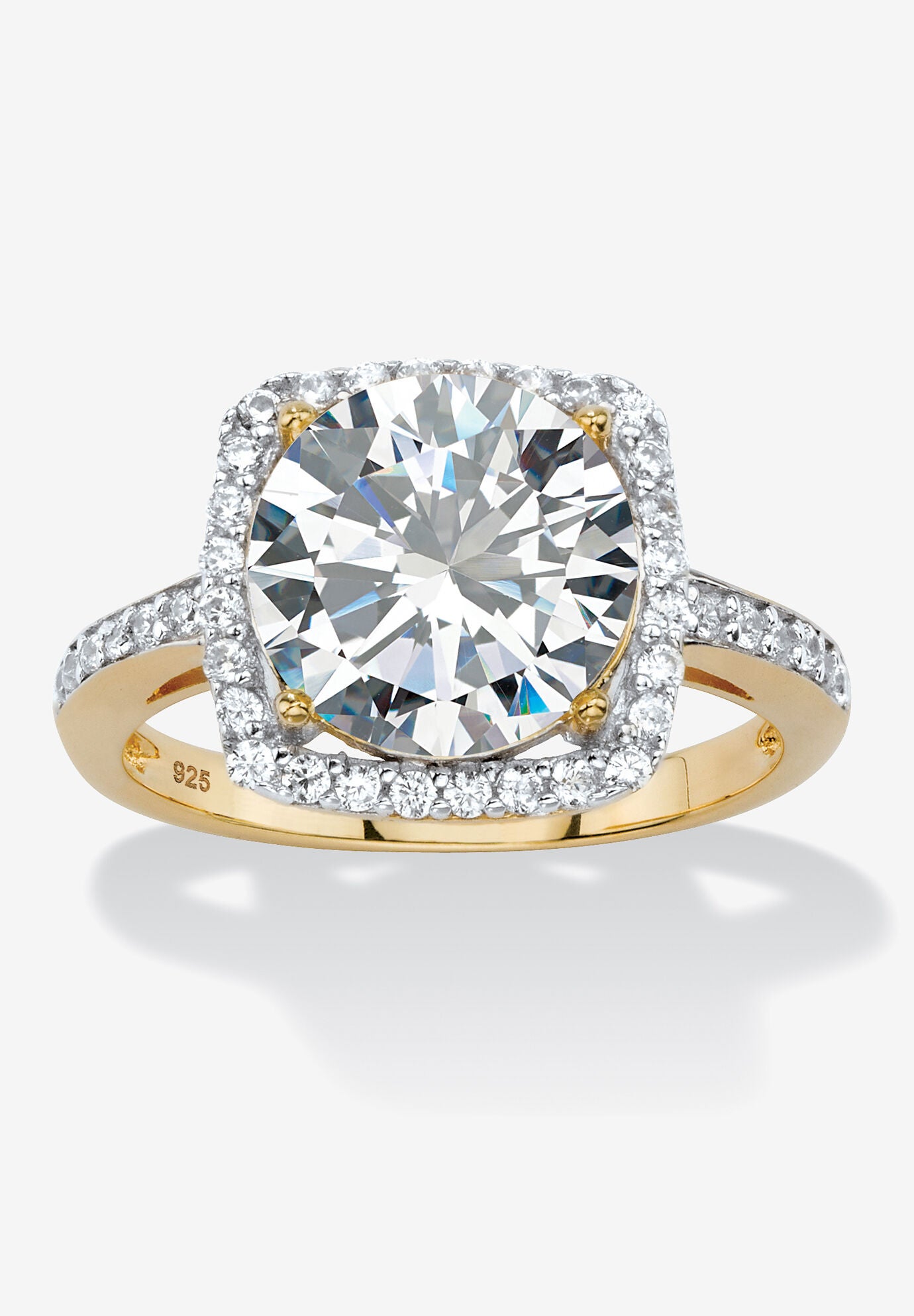 4.36 Tcw Cubic Zirconia 14K Gold-Plated Sterling Silver Halo Cocktail Ring, GOLD, hi-res image number 0