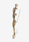 Black With White & Green Crystal Leopard Pin Goldtone 4" Length, , on-hover image number null