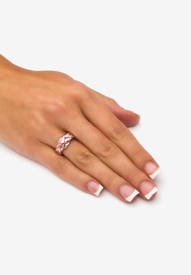 14K Rose Gold-Plated Commitment Symbol Puzzle Ring, , alternate image number null