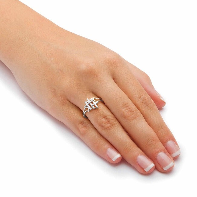 Diamond Accent Solid 10k White Gold Triple Cross Ring, WHITE, alternate image number null