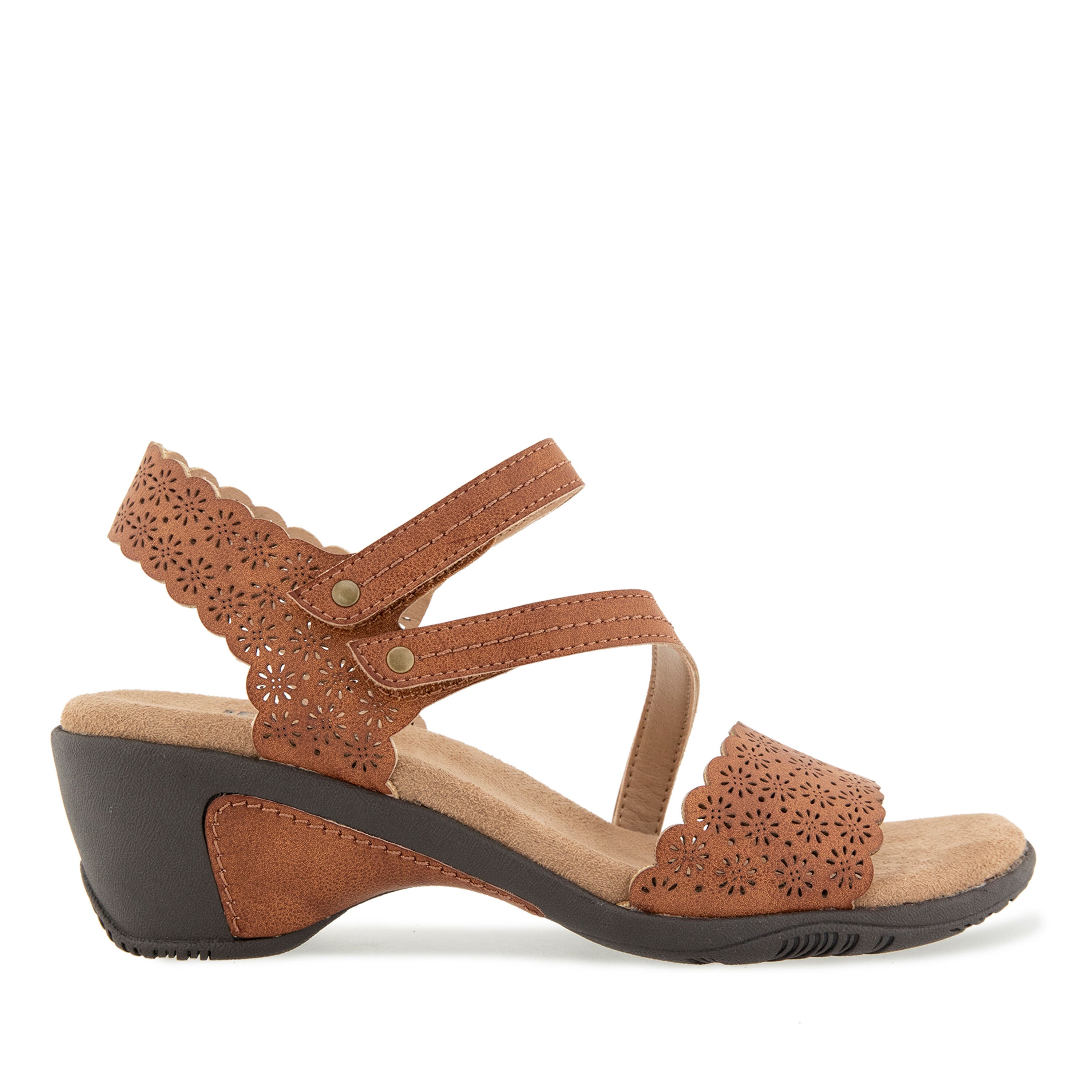 Gracie Hook and Loop Wedge Sandal, WHISKEY, alternate image number 2