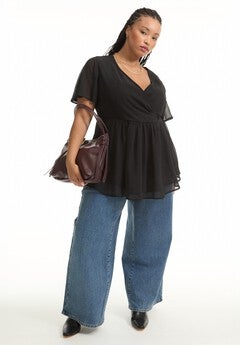 Faux Wrap Fit-and-Flare Top