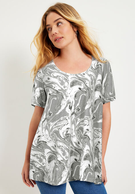 Short-Sleeve Swing One + Only Tee, PEARL GREY MARBLE, hi-res image number null