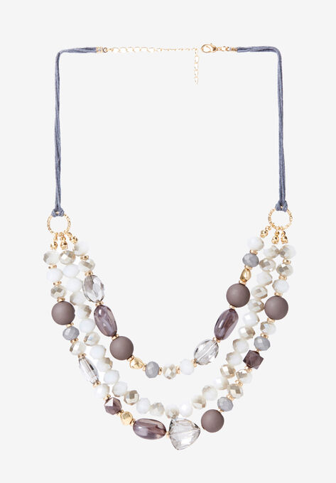 Grey Beaded Necklace, , alternate image number null