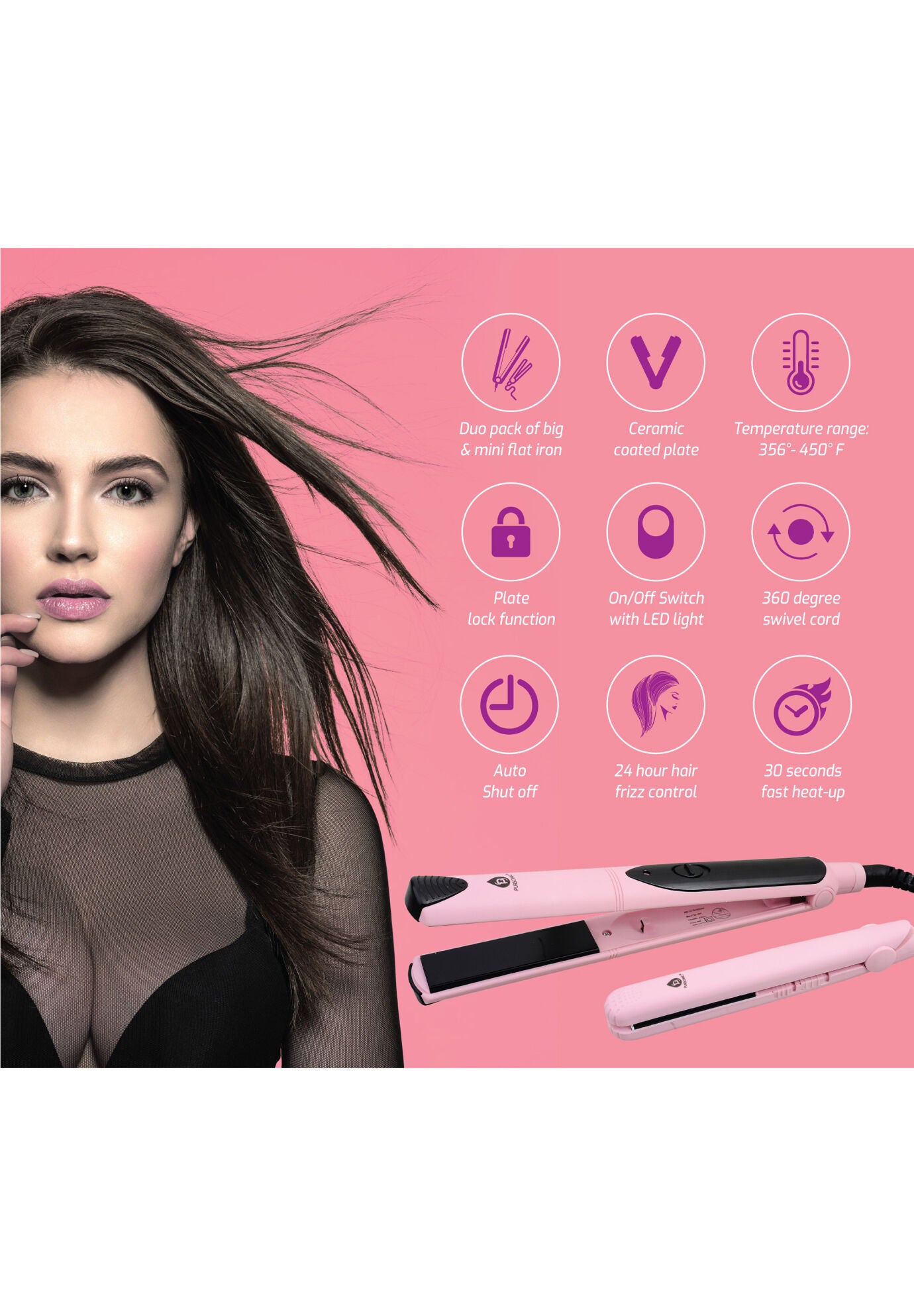 Dual Value Pack Hair Straightener Includes Travel Hair Strightener, , alternate image number 3