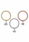 Gold Tone Crystal Elephant 8.5" Charm Stretch Bracelet Set, , on-hover image number null