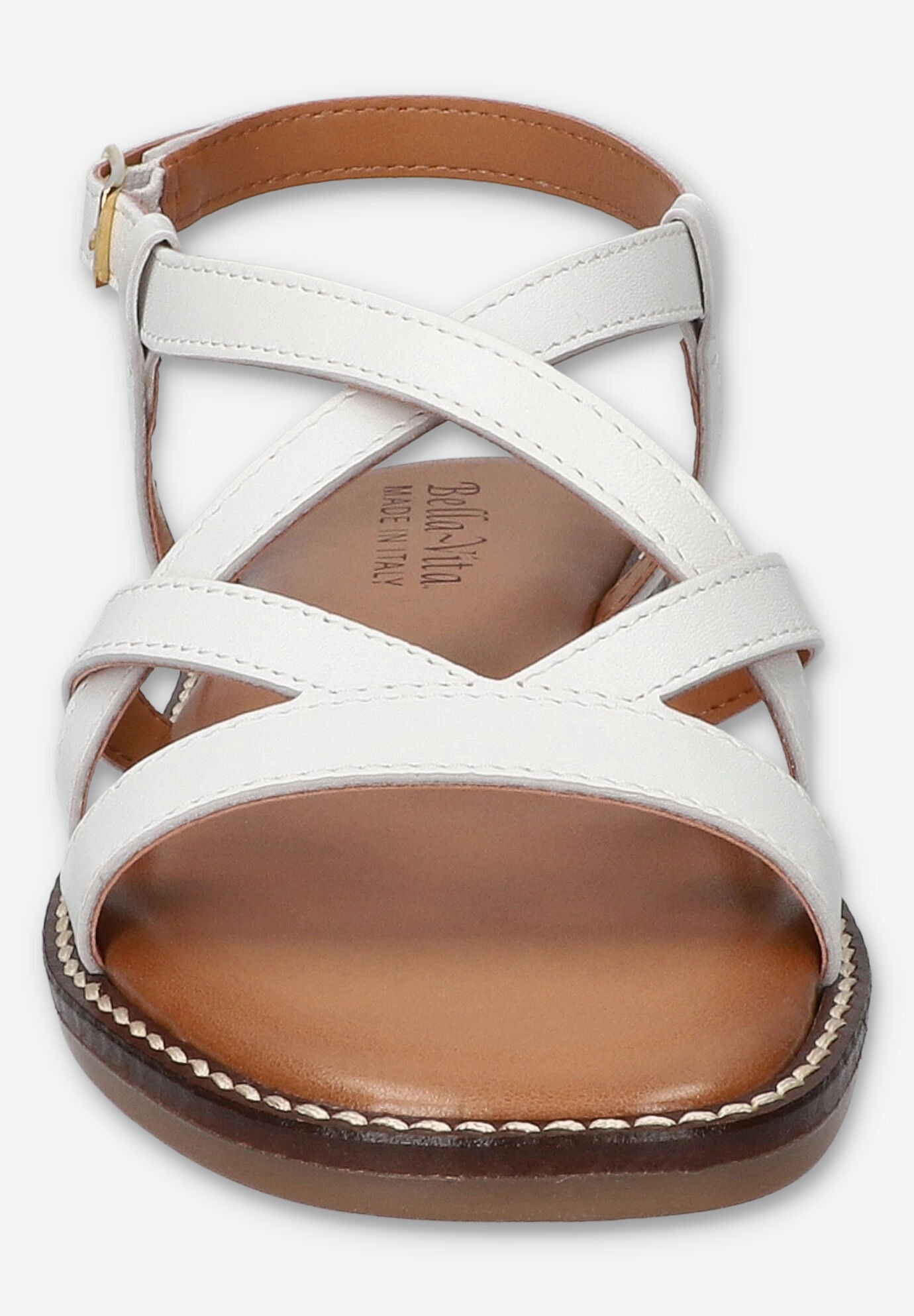 Tya-Italy Flat Sandal, WHITE LEATHER, on-hover image number 1