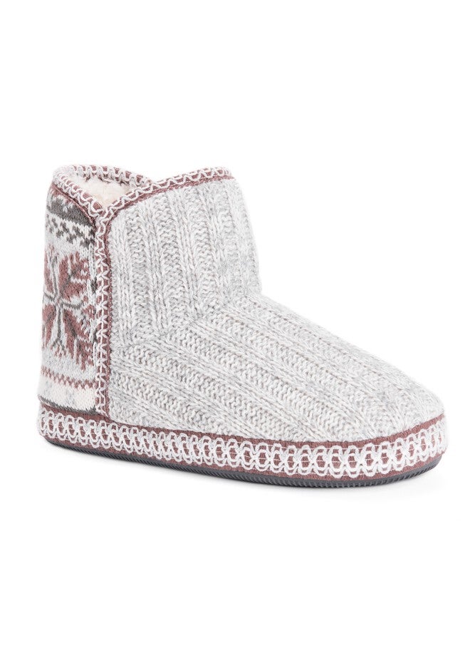 Leigh Slipper Bootie by Muk Luks, IVORY MEDIUM GREY, hi-res image number null