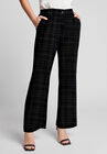 June Fit Wide-Leg Corner Office Pants, BLACK LINE PLAID, hi-res image number null