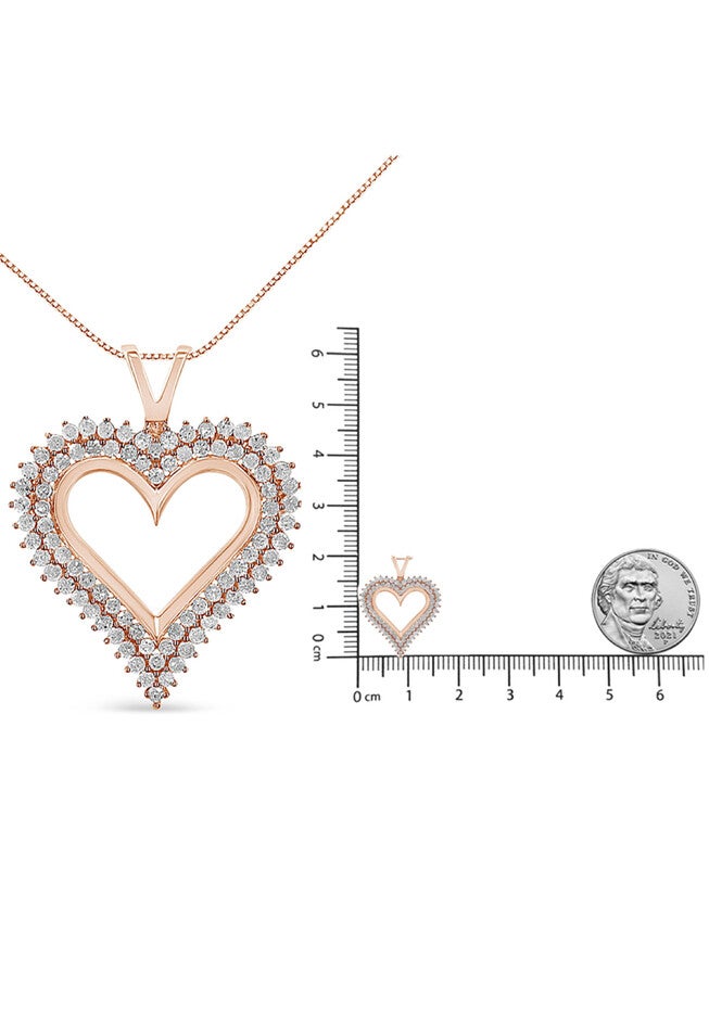 Rose Gold Plated Sterling Silver 1/2 Cttw Diamond Heart Pendant Necklace, , alternate image number null