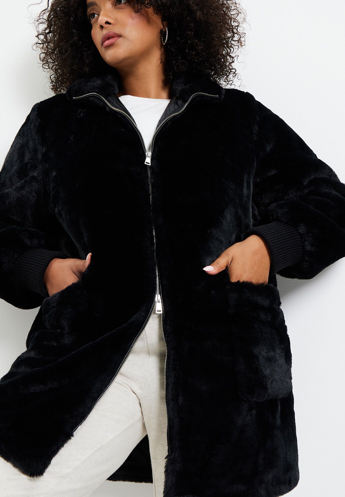 Faux fur jacket zip up clearance