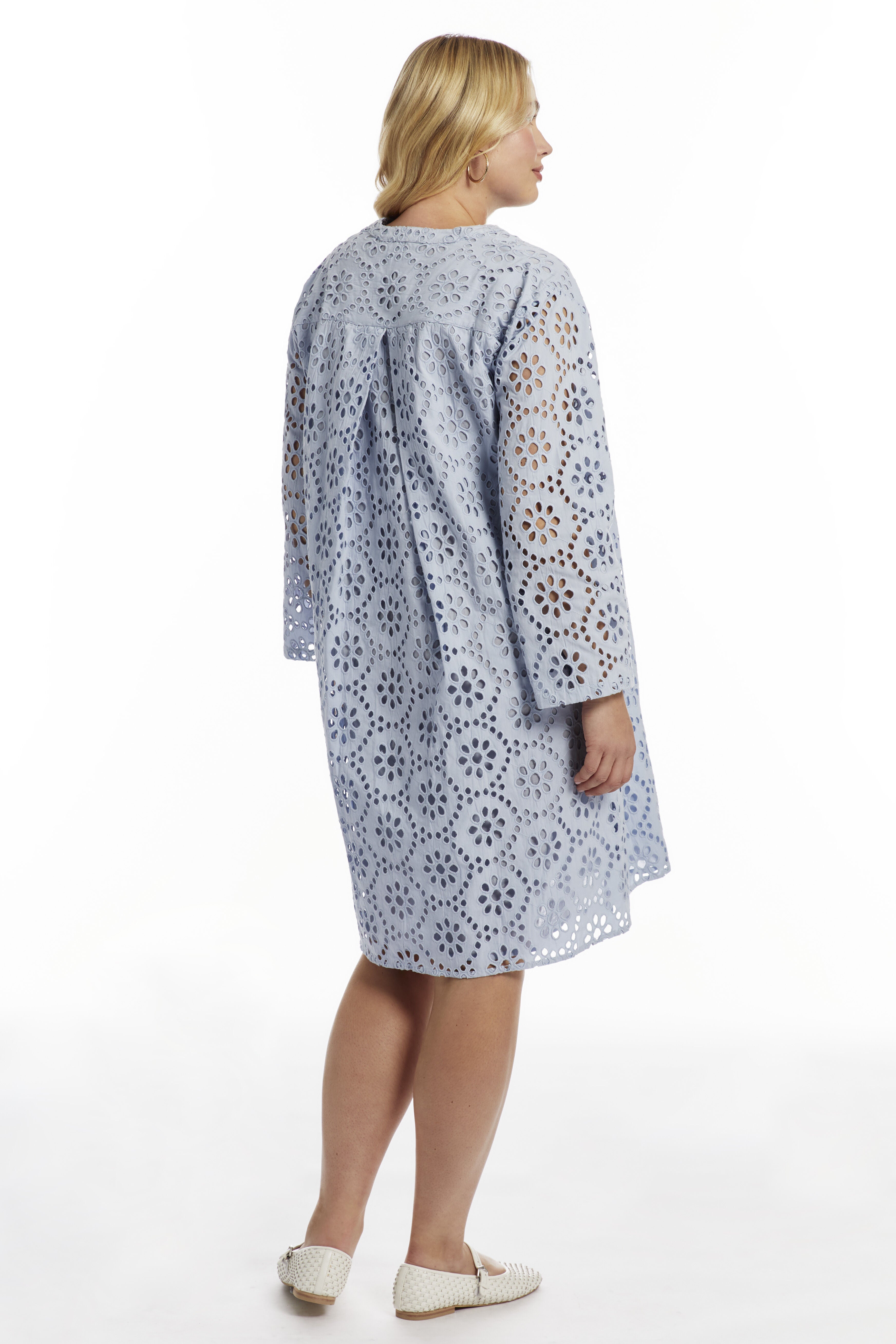 Eyelet Midi Shirtdress, ZEN BLUE, alternate image number 2