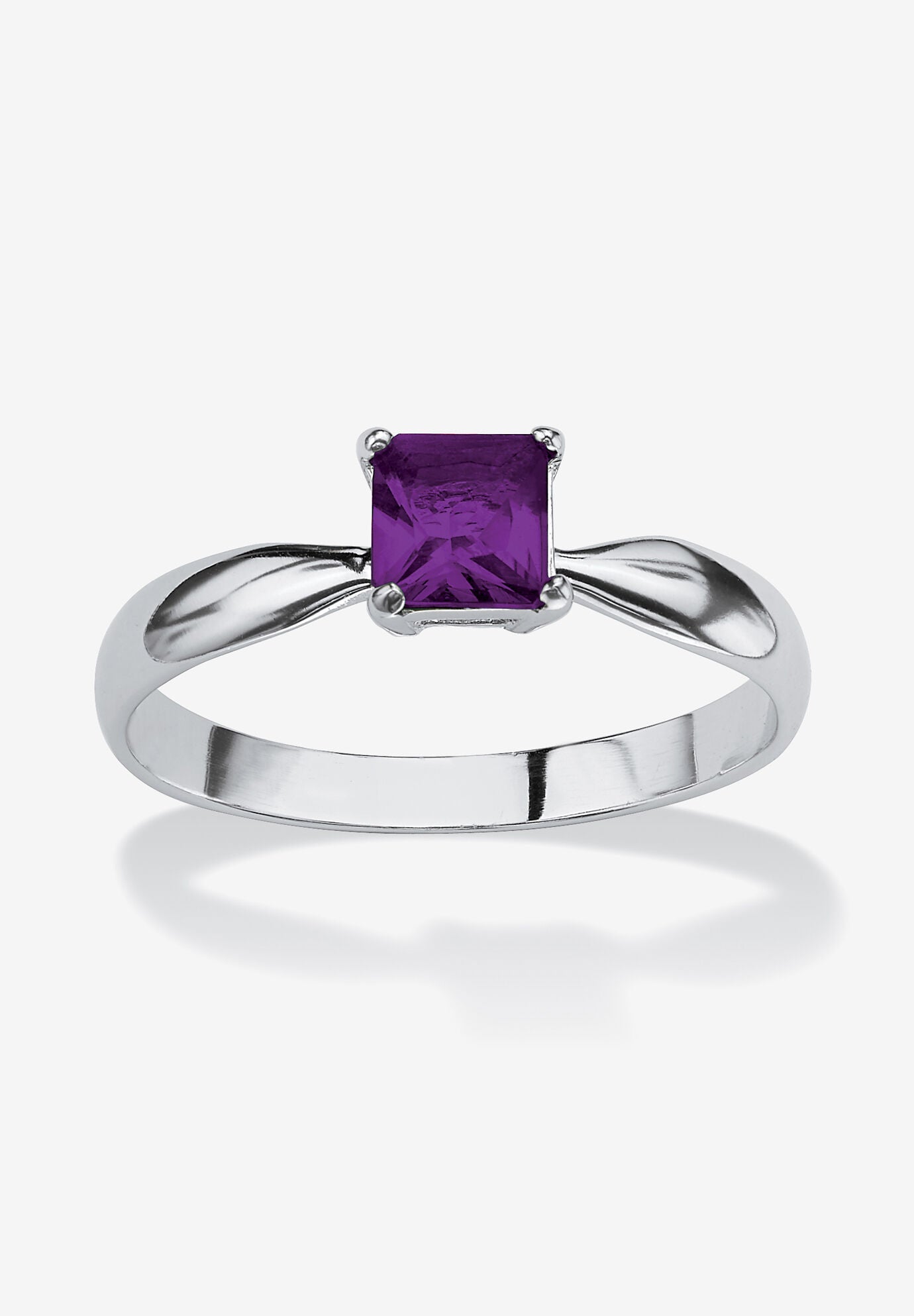 Birthstone .925 Silver Solitaire Ring, FEBRUARY, hi-res image number 0