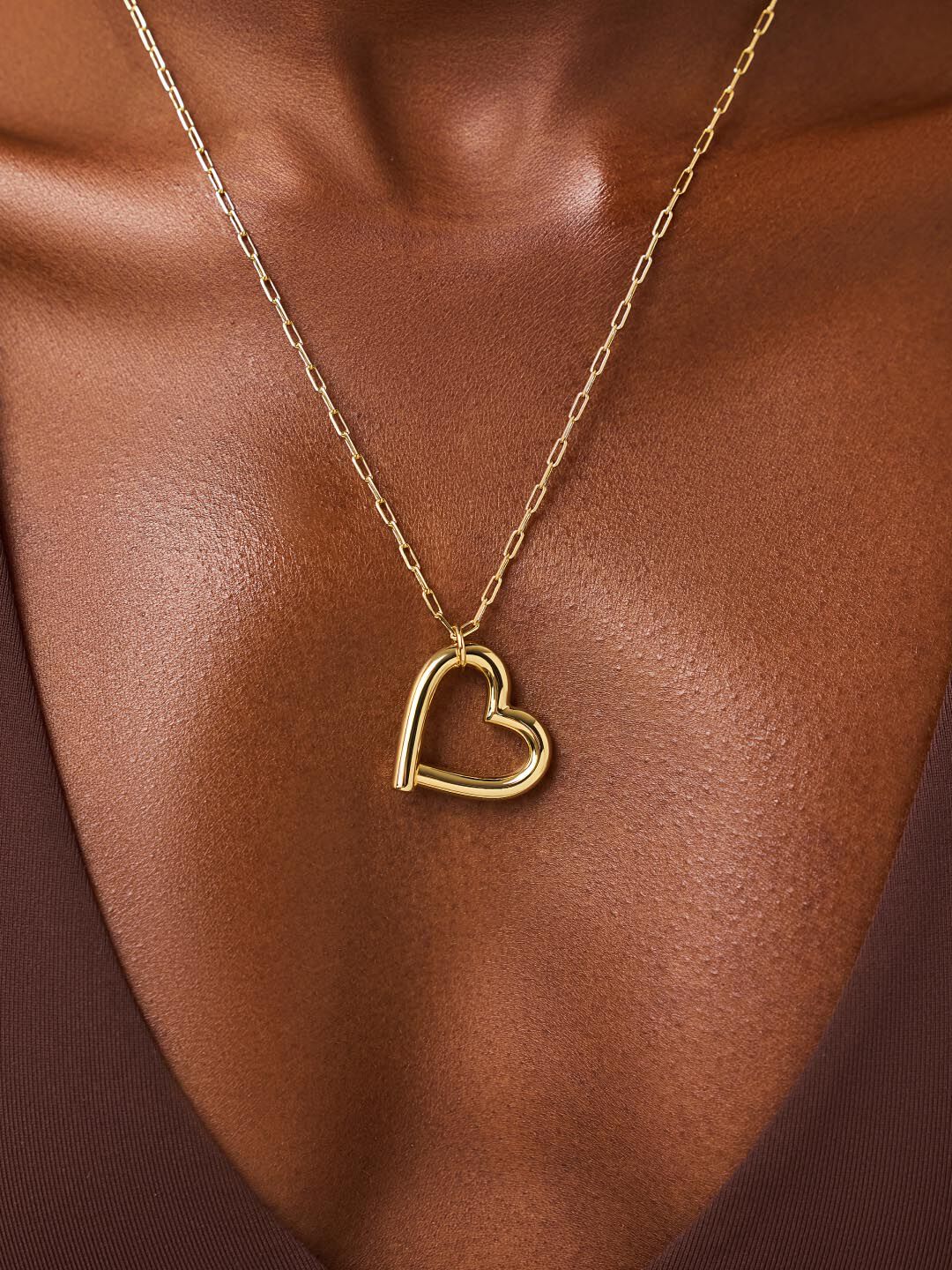 Delilah Heart Necklace, GOLD, alternate image number 2
